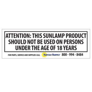 under 18years of age warning label for tanning beds