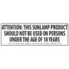 Under 18 Tanning Bed Warning Label
