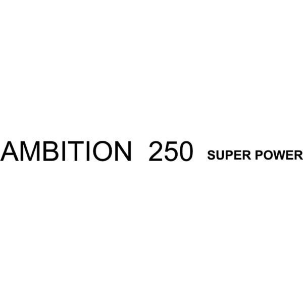 Ambition 250 superpower written with white background