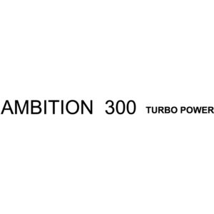 Ambition 300 turbo power written with a white background