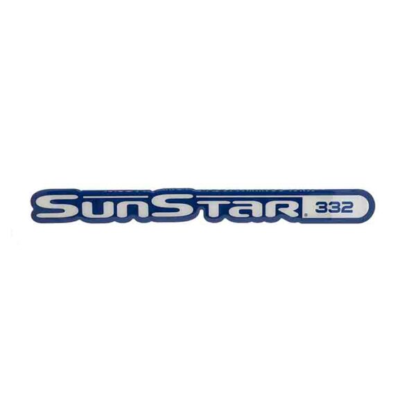 A blue and white logo of sunstar 3 5 2