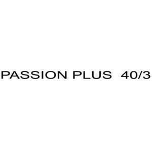 Passion plus 40 by 3 written with white background