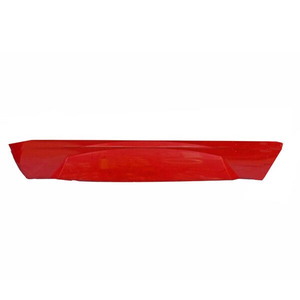 A red plastic tray with a handle on top.