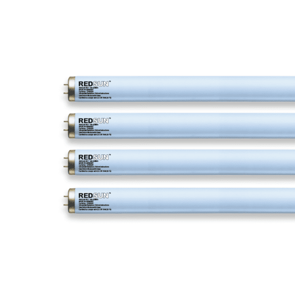 A group of four tubes that are all white.