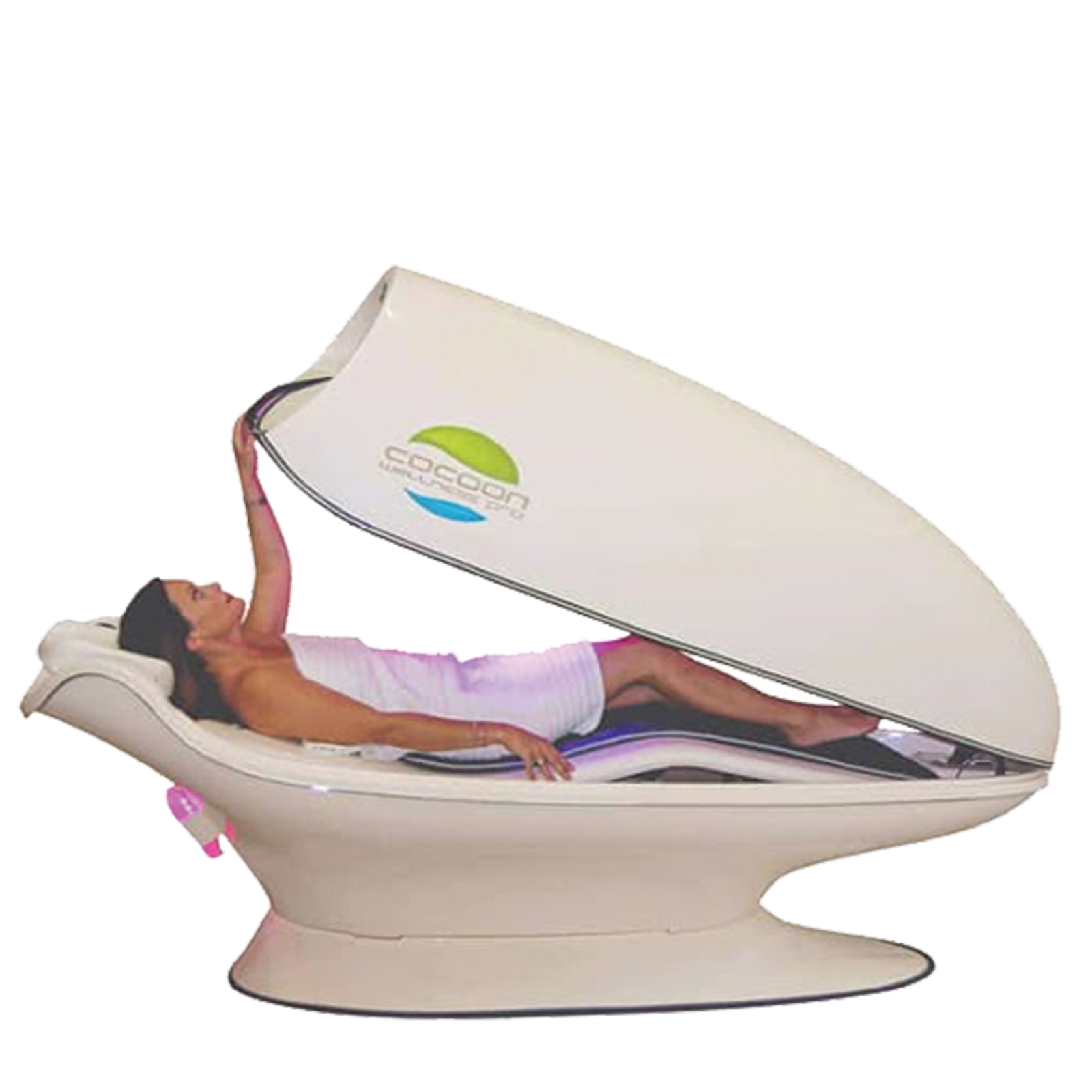 wellness pro cocoon pod with woman