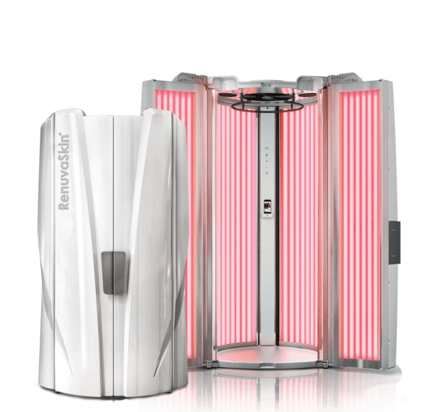 A pink light and a silver object