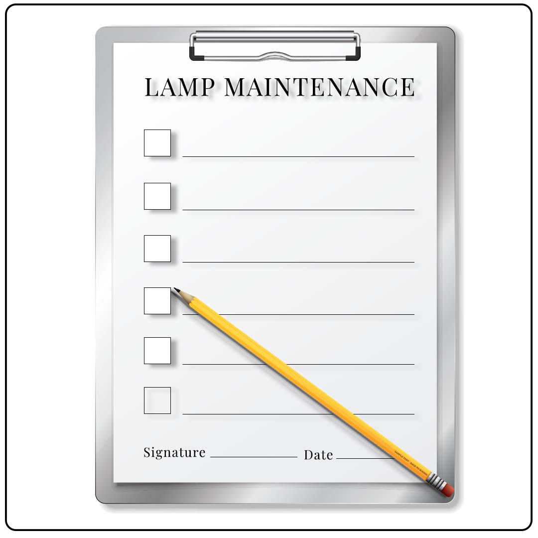 A Lamp Maintenance Sheet on a Writing Board