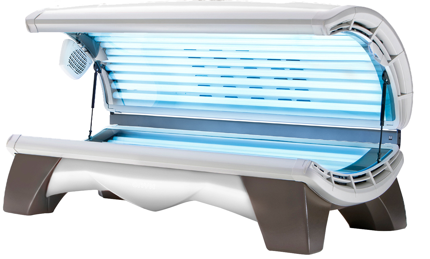 A Jade Tanning Bed With Blue Light and Legs