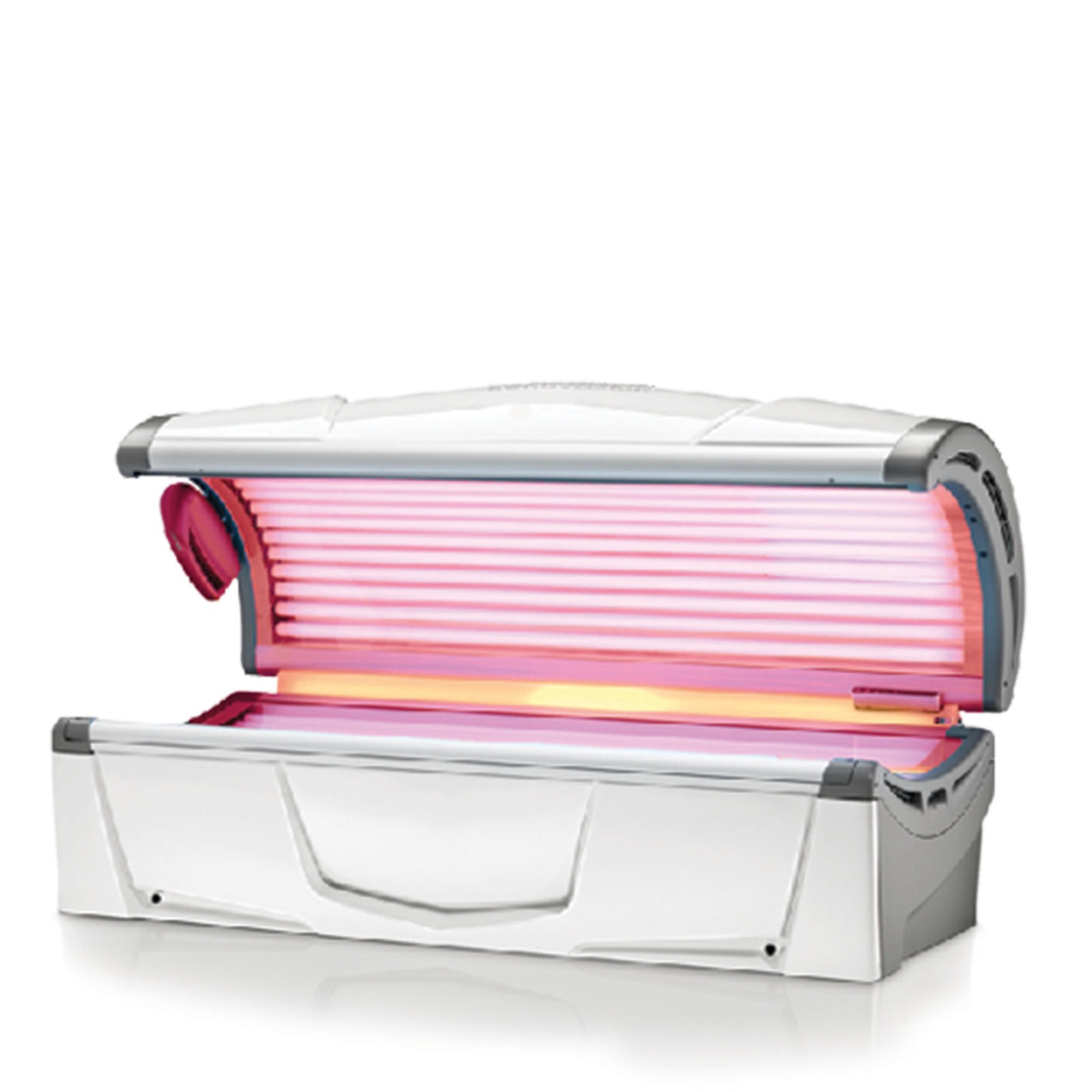 A White Color Tanning Bed With Pink Light