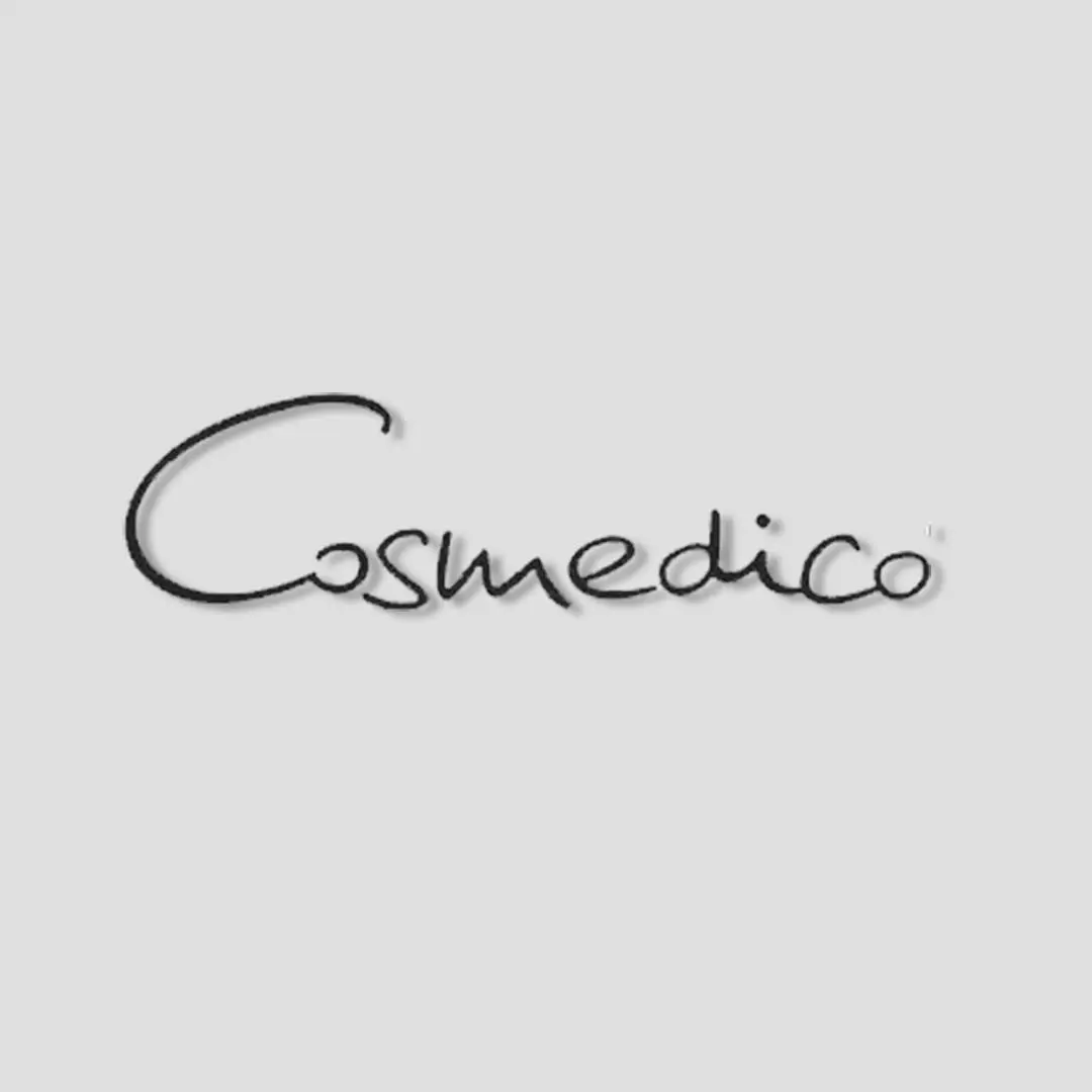 Cosmedico Logo in Black Color on a White Background