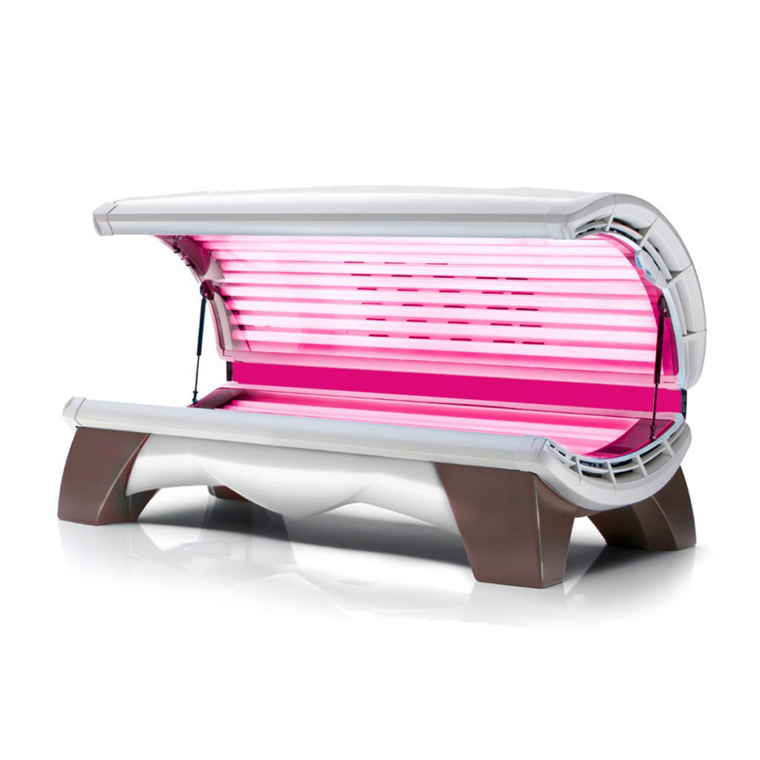 A Tanning Bed With Pink Color Light