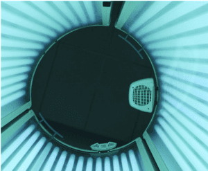 A view of the inside of an air conditioner.