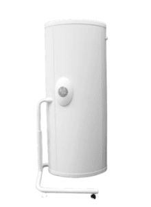 A white cylinder with a handle on top of it.