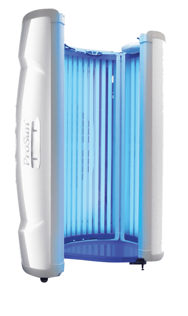 V3_White open_transparent A blue light is on in the corner of this room.