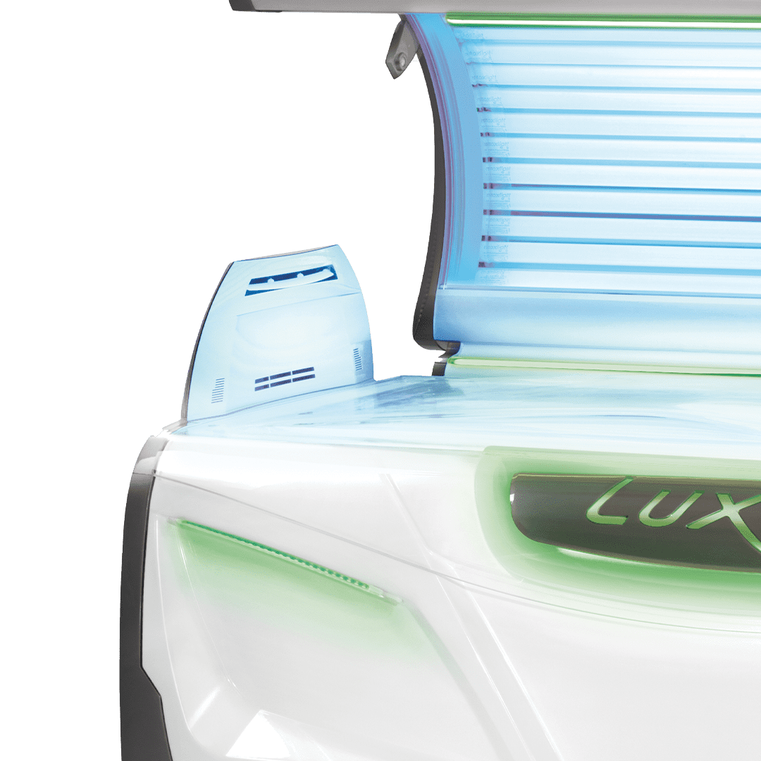 A close up of the back end of a tanning bed.