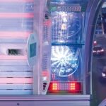 VEGAZ Futuristic machine with bright LED lights.